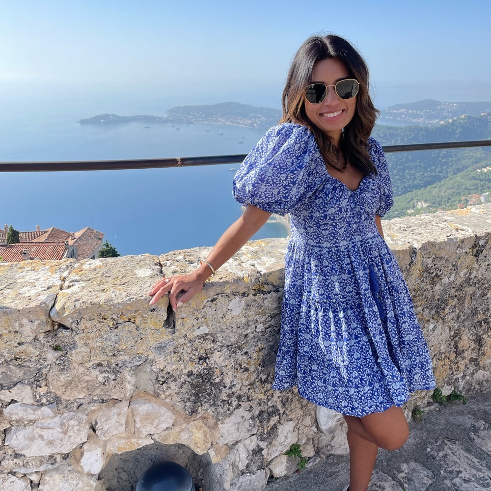 Zara Blue and White Floral Mini Dress